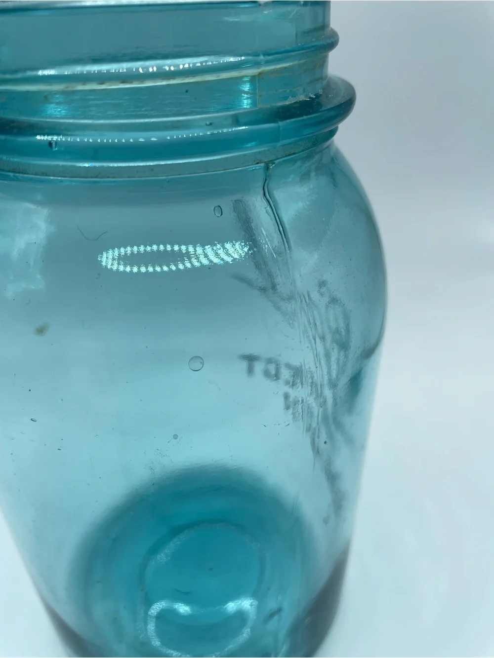 Antique Blue Ball Quart Jar 1910-1923, Perfect Mason, Mold 6, No Lid